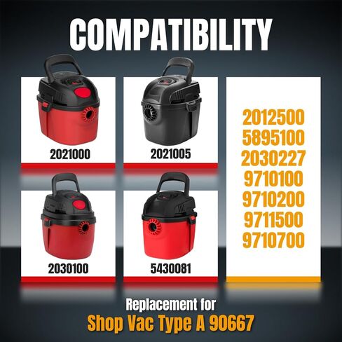 أكياس مكنسة كهربائية POWERTEC 90667 Shop 6PK، لمتجر Vac Type A 9066700، 9066733 أكياس فلتر، استبدال 1-1.5 جالون لأكياس Shop Vac، ملحقات المكنسة الكهربائية (75079V) in Kuwait