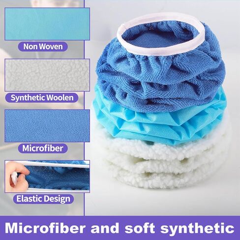 40 PCS Polishing Bonnet Pads,9 to 10 Inches Buffer Pads Bulk,Car Polisher Pad Bonnet,Car Buffer Bonnets,Buffing Pad Cover for Cleaning and Polishing,Mix Pack 24 Microfiber,8 Non-Woven,8 Woolen in Kuwait