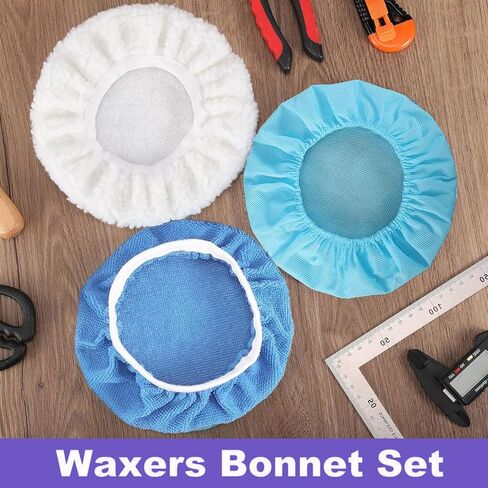 40 PCS Polishing Bonnet Pads,9 to 10 Inches Buffer Pads Bulk,Car Polisher Pad Bonnet,Car Buffer Bonnets,Buffing Pad Cover for Cleaning and Polishing,Mix Pack 24 Microfiber,8 Non-Woven,8 Woolen in Kuwait