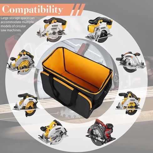 حقيبة حمل متوافقة مع المنشار الدائري DEWALT 20V MAX DCS391B/DCS565B/DCS574B/DCS570B/DCS573B حقيبة تخزين محمولة للمنشار الدائري Skil 5280-01 15 أمبير 7-1/4 بوصة، مع جيوب (الجراب فقط) in Kuwait