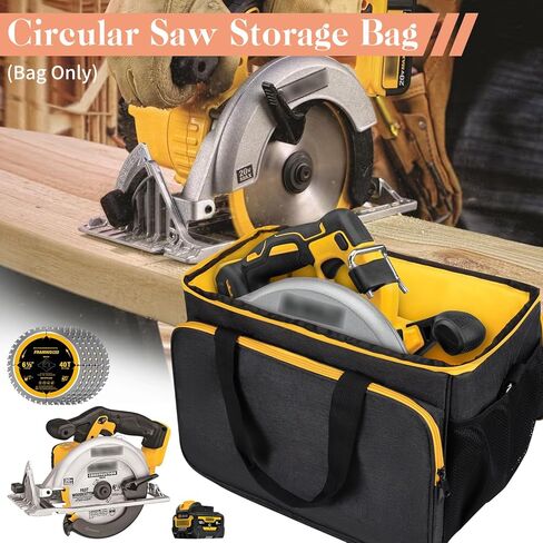 حقيبة حمل متوافقة مع المنشار الدائري DEWALT 20V MAX DCS391B/DCS565B/DCS574B/DCS570B/DCS573B حقيبة تخزين محمولة للمنشار الدائري Skil 5280-01 15 أمبير 7-1/4 بوصة، مع جيوب (الجراب فقط) in Kuwait