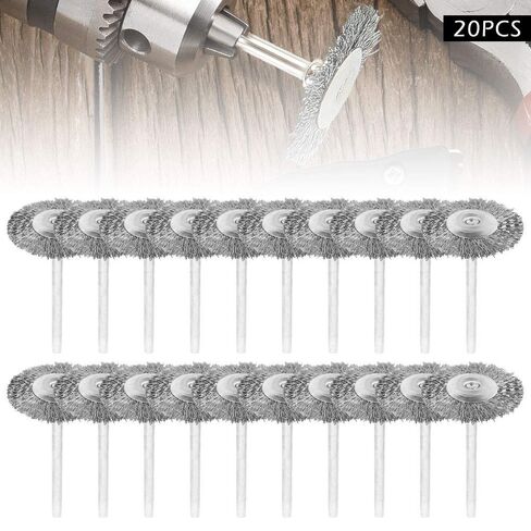 20Pcs Wire Brush T-Shaped Stainless Steel Wire Brush Scratch Free Flexible Abrasive Wire Wheel Drill Attachment Kit for Removing Rust Paint Polishing Deburring in Kuwait
