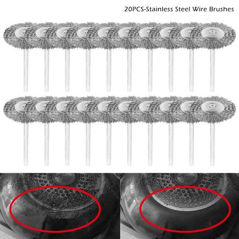 20Pcs Wire Brush T-Shaped Stainless Steel Wire Brush Scratch Free Flexible Abrasive Wire Wheel Drill Attachment Kit for Removing Rust Paint Polishing Deburring in Kuwait