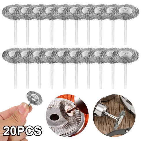 20Pcs Wire Brush T-Shaped Stainless Steel Wire Brush Scratch Free Flexible Abrasive Wire Wheel Drill Attachment Kit for Removing Rust Paint Polishing Deburring in Kuwait