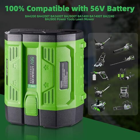 بطاريات بديلة 7.5 أمبير متوافقة مع بطارية E GO 56V - بطارية ليثيوم أيون لـ BA4200 BA4200T BA5600T BA2800T BA1400 BA2800 أدوات الطاقة جزازة العشب in Kuwait