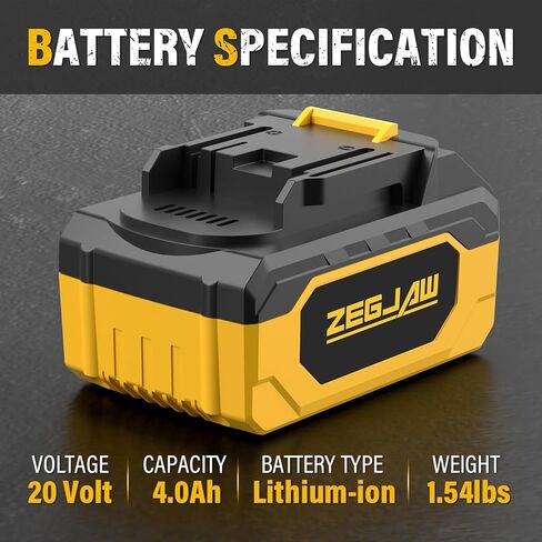 بطارية ليثيوم ZEGJAW 20V 1-Pack 4.0Ah لأدوات الطاقة اللاسلكية في الحديقة in Kuwait