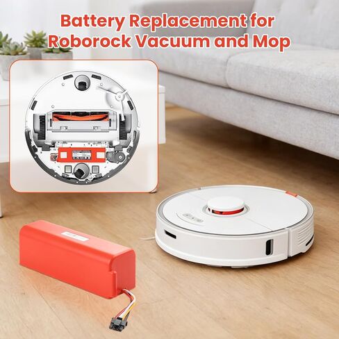 6500mAh Rechargeable Battery Pack for Roborock S4 S5 S6 S7 S8 S50 Max/Pure/MaxV/MaxV Ultra, Battery Replacement for Xiaomi Mijia/Mi 1st and 2nd Robot Vacuum Cleaner, 14.4V Lithium-Ion Battery in Kuwait