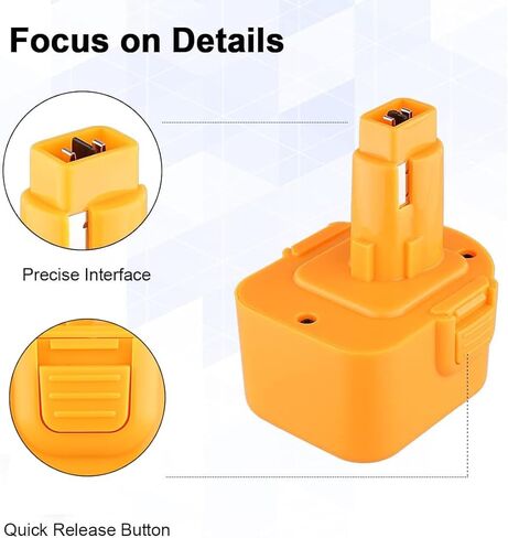 PDstation 2Pack 4800mAh DC9071 بطارية Ni-Mh بديلة لبطارية Dewalt 12v DW9072 DC9071 DE9037 DE9071 DE9072 DE9074 DE9075 152250-27 متوافقة مع أداة الطاقة اللاسلكية لبطارية Dewalt 12 فولت in Kuwait