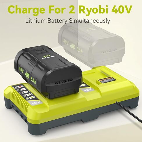 TREE.NB OP401 40V استبدال شاحن سريع مزدوج المنافذ لشاحن Ryobi 40V متوافق مع Ryobi 40Volt OP4040 OP4026 OP4026A OP4050A OP40601 OP40602 OP4030 OP4015 OP40201 in Kuwait