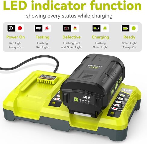 TREE.NB OP401 40V استبدال شاحن سريع مزدوج المنافذ لشاحن Ryobi 40V متوافق مع Ryobi 40Volt OP4040 OP4026 OP4026A OP4050A OP40601 OP40602 OP4030 OP4015 OP40201 in Kuwait