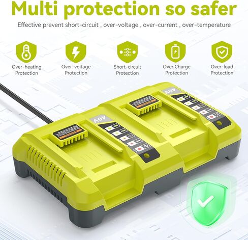TREE.NB OP401 40V استبدال شاحن سريع مزدوج المنافذ لشاحن Ryobi 40V متوافق مع Ryobi 40Volt OP4040 OP4026 OP4026A OP4050A OP40601 OP40602 OP4030 OP4015 OP40201 in Kuwait