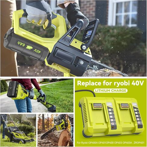 TREE.NB OP401 40V استبدال شاحن سريع مزدوج المنافذ لشاحن Ryobi 40V متوافق مع Ryobi 40Volt OP4040 OP4026 OP4026A OP4050A OP40601 OP40602 OP4030 OP4015 OP40201 in Kuwait