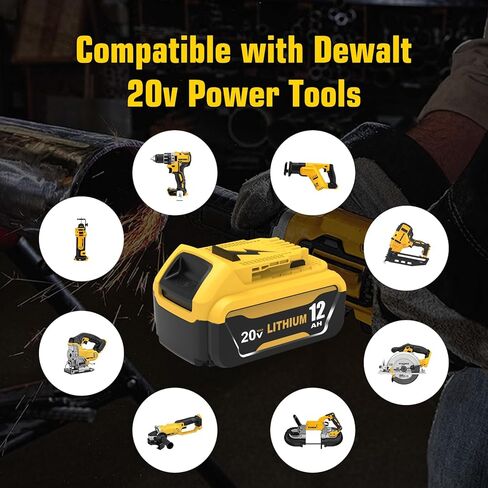 Extra-large Capacity 20V 12.0Ah Battery Li-ion Replacement for Dewalt 20V Battery DCB206 DCB203 DCB201 DCB204 Compatible with Dewalt 20 Volt Battery DCD985B Power Tools with LED Indicator ( 2PC ) in Saudi Arabia
