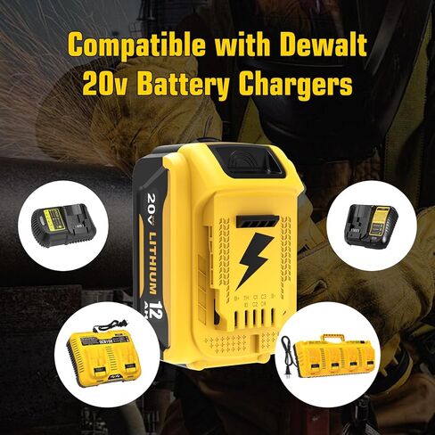 Extra-large Capacity 20V 12.0Ah Battery Li-ion Replacement for Dewalt 20V Battery DCB206 DCB203 DCB201 DCB204 Compatible with Dewalt 20 Volt Battery DCD985B Power Tools with LED Indicator ( 2PC ) in Saudi Arabia