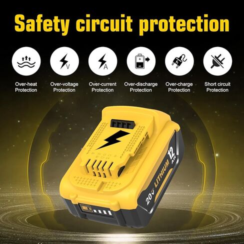 Extra-large Capacity 20V 12.0Ah Battery Li-ion Replacement for Dewalt 20V Battery DCB206 DCB203 DCB201 DCB204 Compatible with Dewalt 20 Volt Battery DCD985B Power Tools with LED Indicator ( 2PC ) in Saudi Arabia
