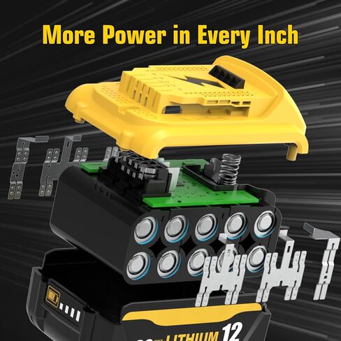 Extra-large Capacity 20V 12.0Ah Battery Li-ion Replacement for Dewalt 20V Battery DCB206 DCB203 DCB201 DCB204 Compatible with Dewalt 20 Volt Battery DCD985B Power Tools with LED Indicator ( 2PC ) in Saudi Arabia