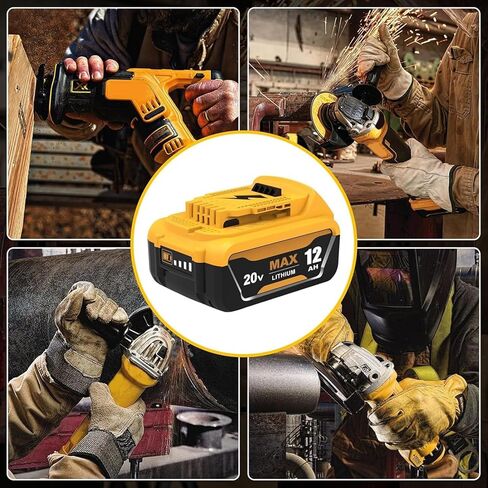 Extra-large Capacity 20V 12.0Ah Battery Li-ion Replacement for Dewalt 20V Battery DCB206 DCB203 DCB201 DCB204 Compatible with Dewalt 20 Volt Battery DCD985B Power Tools with LED Indicator ( 2PC ) in Saudi Arabia