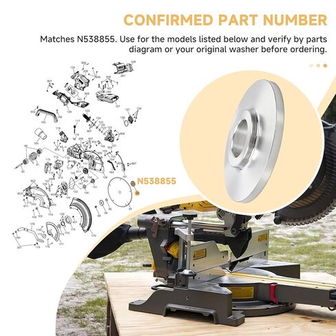 غسالة منشار ميتري N538855، متوافقة مع DeWALT DWS716XPS DWS779 DWS780 DWS716 DHS790AB DHS790AT2 DHS790T2، متوافقة أيضًا مع سلسلة DCS781، حزمة واحدة من الغسالة البديلة in Kuwait