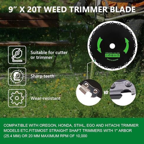 9" x 36 Teeth Carbide Tipped Blades, 9" x20T Carbon Steel Round Chainsaw Tooth Brush Blades, 10" x 3 Teeth Carbon Blades with Universal Adapter Kit fit for Brush Cutter Trimmer Weed Eater in Saudi Arabia