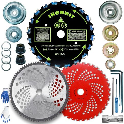 9" x 20T Chainsaw Tooth Brush Cutter Blades, 9" x 36 Teeth Carbide Tipped Blades, 10" x 80T Carbide Tip Blades,Trimmer Blades,1'' / 2.54MM Arbor Size (3 Blades with Adaptor Kits) in Saudi Arabia