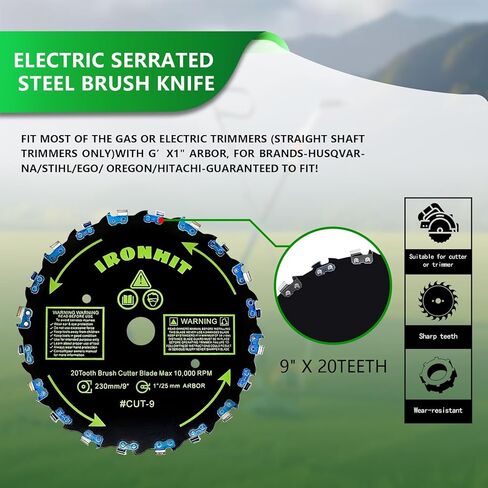 9" x 20T Chainsaw Tooth Brush Cutter Blades, 9" x 36 Teeth Carbide Tipped Blades, 10" x 80T Carbide Tip Blades,Trimmer Blades,1'' / 2.54MM Arbor Size (3 Blades with Adaptor Kits) in Saudi Arabia