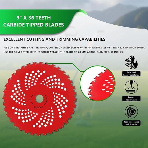 9" x 20T Chainsaw Tooth Brush Cutter Blades, 9" x 36 Teeth Carbide Tipped Blades, 10" x 80T Carbide Tip Blades,Trimmer Blades,1'' / 2.54MM Arbor Size (3 Blades with Adaptor Kits) in Saudi Arabia