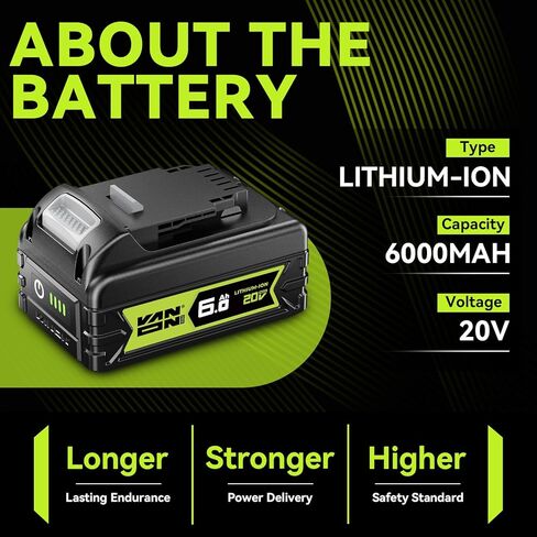 VANON Replacement for Dewalt 20V Max Battery, 20V 6Ah Replacement Battery Compatible with Dewalt 20V Battery Tools and Chargers DCB180 DCB181 DCB182 DCB201 DCB201-2 DCB200 DCB200-2 DCB204-2, 2 Pack in Saudi Arabia