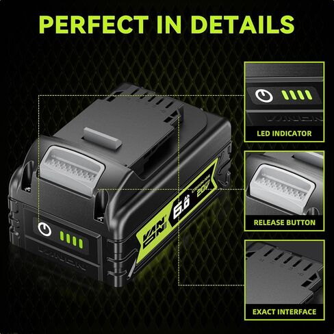 VANON Replacement for Dewalt 20V Max Battery, 20V 6Ah Replacement Battery Compatible with Dewalt 20V Battery Tools and Chargers DCB180 DCB181 DCB182 DCB201 DCB201-2 DCB200 DCB200-2 DCB204-2, 2 Pack in Saudi Arabia