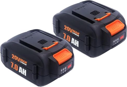 بطارية مطورة 7000 مللي أمبير في الساعة 2 حزمة 20 فولت متوافقة مع بطارية Worx 20 فولت PowerShare WA3674 WA3678 WA3669 WA3575 WA3525 WA3520 WA3577 WA3578 WG151s WG155s WG251s in Kuwait