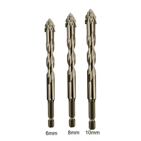 3pcs Carbide Tipped Sawtooth Eccentric Drill Bits, Hex Shank for Ceramic Tile, Cast Iron, Glass, Marble, Concrete, Dry Drilling Tool in Kuwait