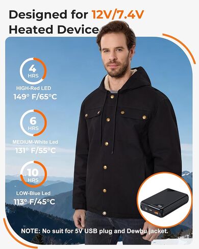Glaais 12V 7.4V 5V 18400mAh Heated Jacket Battery Pack Compatible with Milwaukee, Heated Vest Battery Pack for ORORO, LED Power Bank for Heated Jacket with DC/USB-A/USB-C (Not for Dewbu) in Saudi Arabia