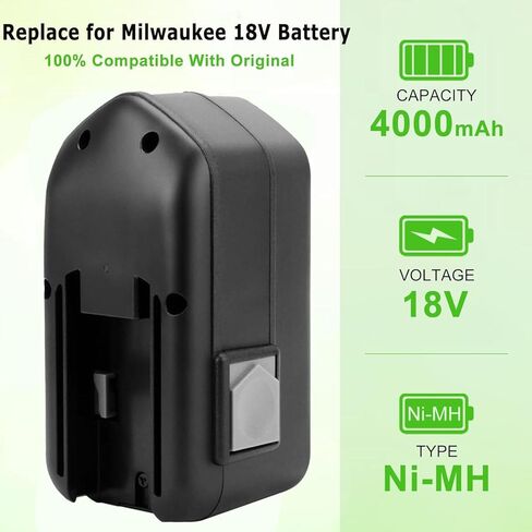 4000mAh Ni-Mh 18V Battery Replacement for Milwaukee 48-11-2230 48-11-2200 48-11-2232 8940158631,for Milwaukee 18v Battery in Kuwait