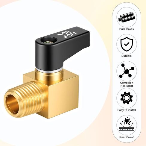 Air Compressor Valve with Thread Seal Tape, Brass Ball Type Drain Valve 1/4" NPT Male Air Compressor Accessories (6Pcs) in Kuwait
