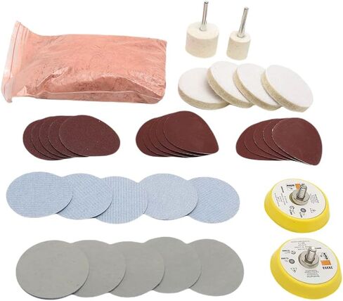 34-Piece Professional Glass Scratch Removal & Polishing Kit with Cerium Oxide - Complete DIY Solution for Windows, Mirrors & Tabletops in Kuwait