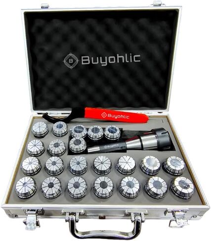 Buyohlic R8 Taper ER32 مجموعة كوليت مجموعة تشاك مع 22 قطعة مجموعة كوليت معالجة CNC، طحن مملة، حفر هجوم حريري (دقة 0.0004 بوصة) in Kuwait