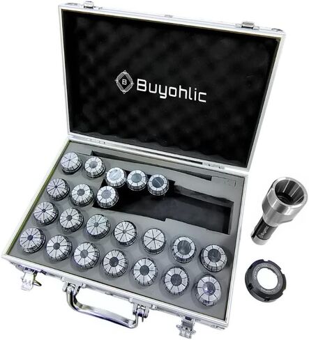 Buyohlic R8 Taper ER32 مجموعة كوليت مجموعة تشاك مع 22 قطعة مجموعة كوليت معالجة CNC، طحن مملة، حفر هجوم حريري (دقة 0.0004 بوصة) in Kuwait