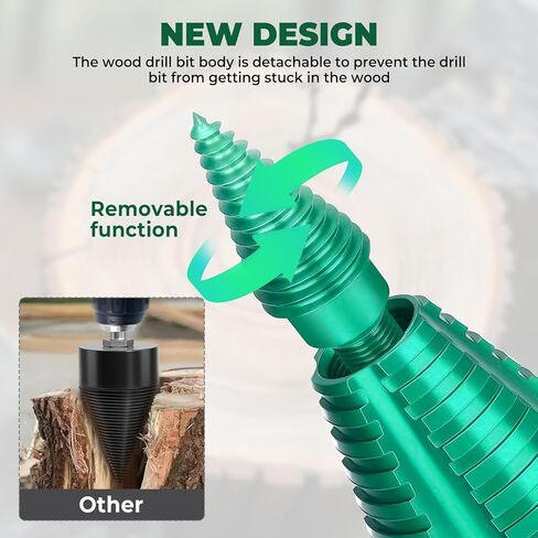 50mm Log Splitting Drill Bit with Anti-Stuck Tech, Heavy-Duty Firewood Splitter Wet & Dry Wood | S-DS-Pl-us/S-DS-Max Compatible | Quick-Change Detachable Head in Kuwait