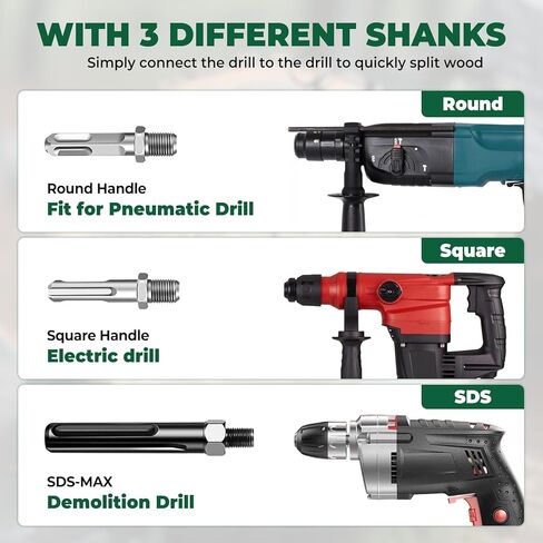 50mm Log Splitting Drill Bit with Anti-Stuck Tech, Heavy-Duty Firewood Splitter Wet & Dry Wood | S-DS-Pl-us/S-DS-Max Compatible | Quick-Change Detachable Head in Kuwait