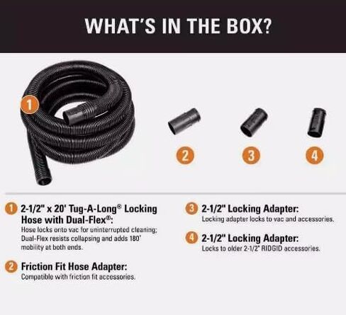 Vacuum Hose 2-1/2 in. x 20 ft. Dual-Flex Wet Dry Shop Vac Flexible Tug-a-long in Kuwait