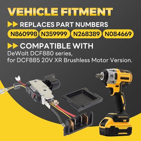 N860998 Upgraded Trigger Switch Compatible with DeWalt DCF880 series, for DCF885 20V XR Brushless Motor Version Impact Driver Replace N359999 N268389 N084669 in Kuwait