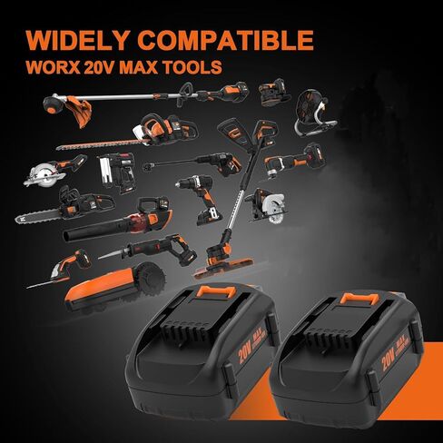 2 حزمة 8.0Ah WA3674 WA3578 استبدال لبطارية Worx 20V WA3578 WA3674 WA3575 WA3525 WA3520 WG151s WG155s WG545s متوافق مع أداة الطاقة اللاسلكية Worx 20V in Kuwait