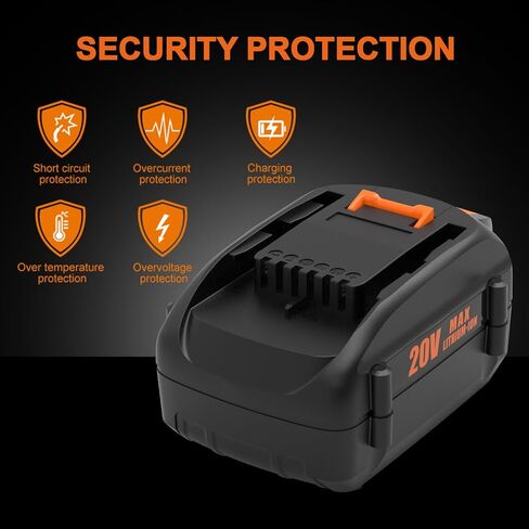 2 حزمة 8.0Ah WA3674 WA3578 استبدال لبطارية Worx 20V WA3578 WA3674 WA3575 WA3525 WA3520 WG151s WG155s WG545s متوافق مع أداة الطاقة اللاسلكية Worx 20V in Kuwait