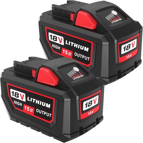 2 Packs 15000mAh High Output 18 Volt Lithium ion Replacement for Milwaukee 18V Battery Compatible with Milwaukee 18 Volt Batteries 48-11-1880 48-11-1865 48-11-1862 48-11-1852 48-11-1850 in Kuwait