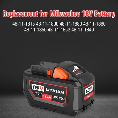 2 Packs 15000mAh High Output 18 Volt Lithium ion Replacement for Milwaukee 18V Battery Compatible with Milwaukee 18 Volt Batteries 48-11-1880 48-11-1865 48-11-1862 48-11-1852 48-11-1850 in Kuwait