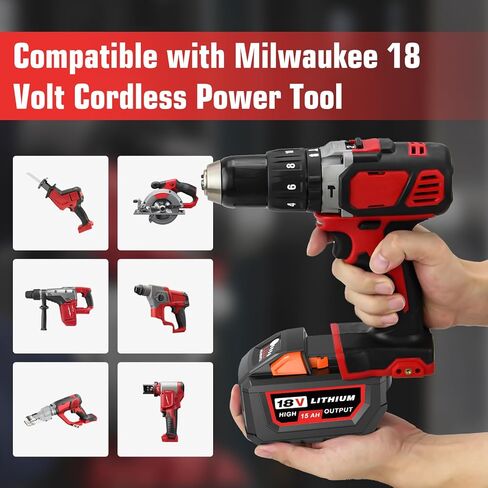2 Packs 15000mAh High Output 18 Volt Lithium ion Replacement for Milwaukee 18V Battery Compatible with Milwaukee 18 Volt Batteries 48-11-1880 48-11-1865 48-11-1862 48-11-1852 48-11-1850 in Kuwait
