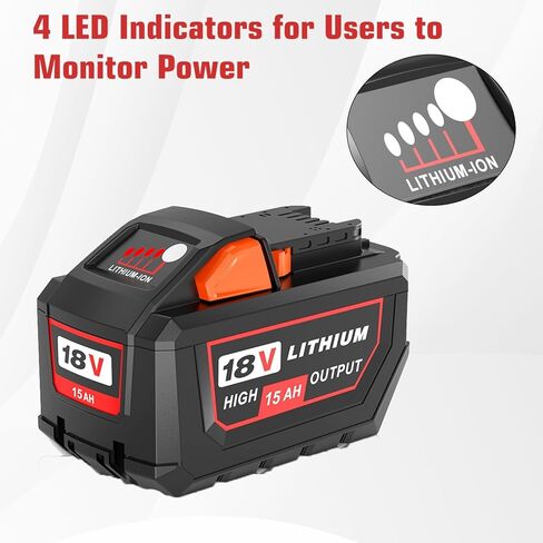 2 Packs 15000mAh High Output 18 Volt Lithium ion Replacement for Milwaukee 18V Battery Compatible with Milwaukee 18 Volt Batteries 48-11-1880 48-11-1865 48-11-1862 48-11-1852 48-11-1850 in Kuwait