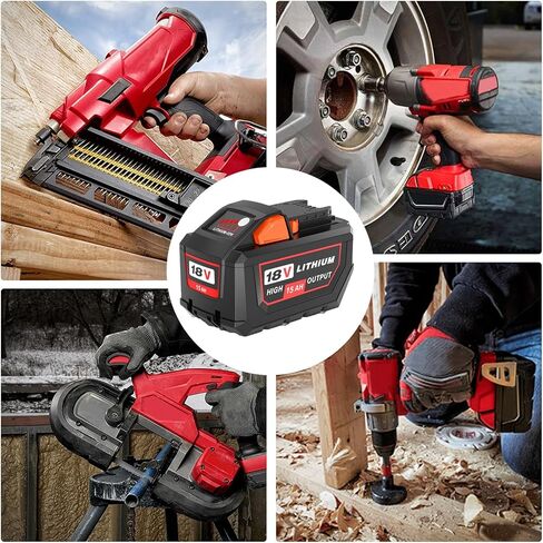 2 Packs 15000mAh High Output 18 Volt Lithium ion Replacement for Milwaukee 18V Battery Compatible with Milwaukee 18 Volt Batteries 48-11-1880 48-11-1865 48-11-1862 48-11-1852 48-11-1850 in Kuwait