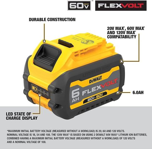 ديوالت DCB606C FLEXVOLT 20V/60V MAX بطارية ليثيوم أيون وشاحن in Kuwait