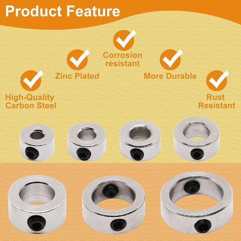 Drill Bit Stop Collar Set, 21 Pieces of Drill Stop Collar Set Woodworking Ring Locator with Wrench (1/8",1/4",5/32",3/16",5/16",3/8",1/2") in Kuwait