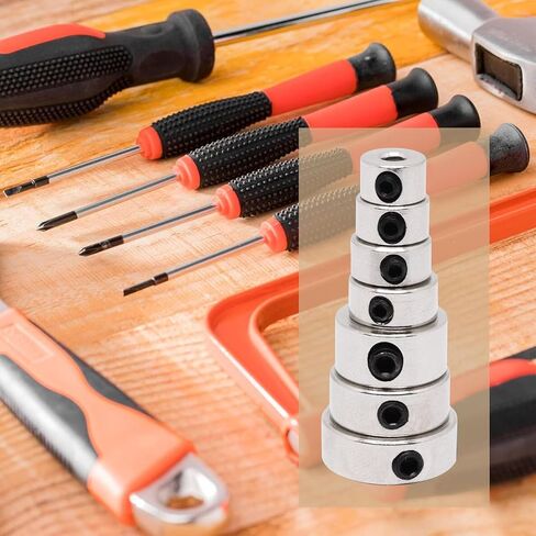 Drill Bit Stop Collar Set, 21 Pieces of Drill Stop Collar Set Woodworking Ring Locator with Wrench (1/8",1/4",5/32",3/16",5/16",3/8",1/2") in Kuwait